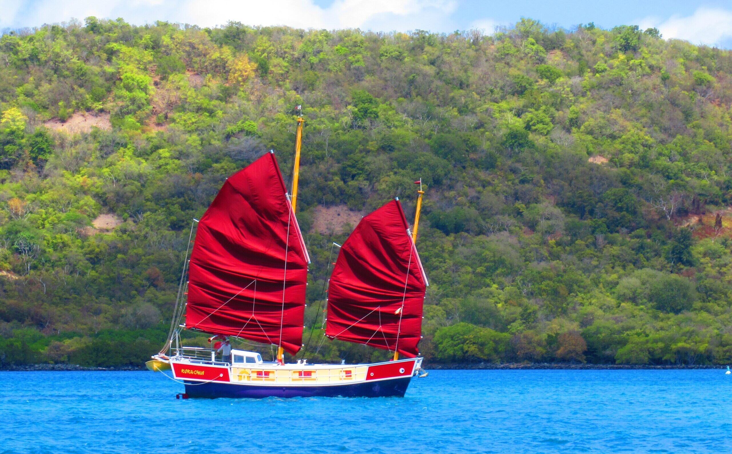 Kokachin under her red junk sails