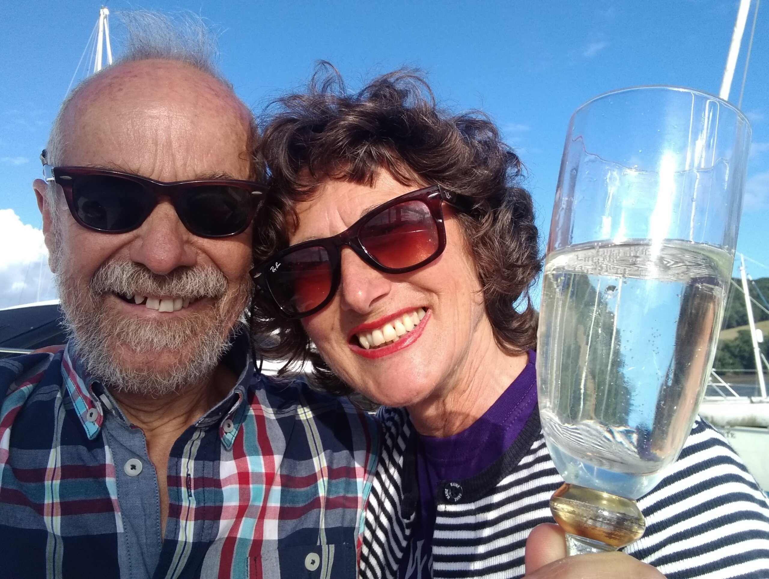 Pete and Linda toasting on Kokachin